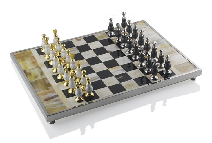 Шахматы 9501, черно-белая доска мрамор