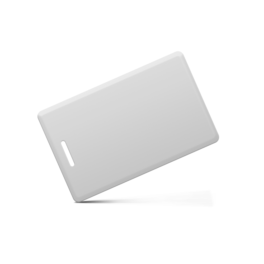 Безконтактна картка IC MIFARE 13,56 МГц(1K), товщина 1,6 мм. Колір білий. З прорізом