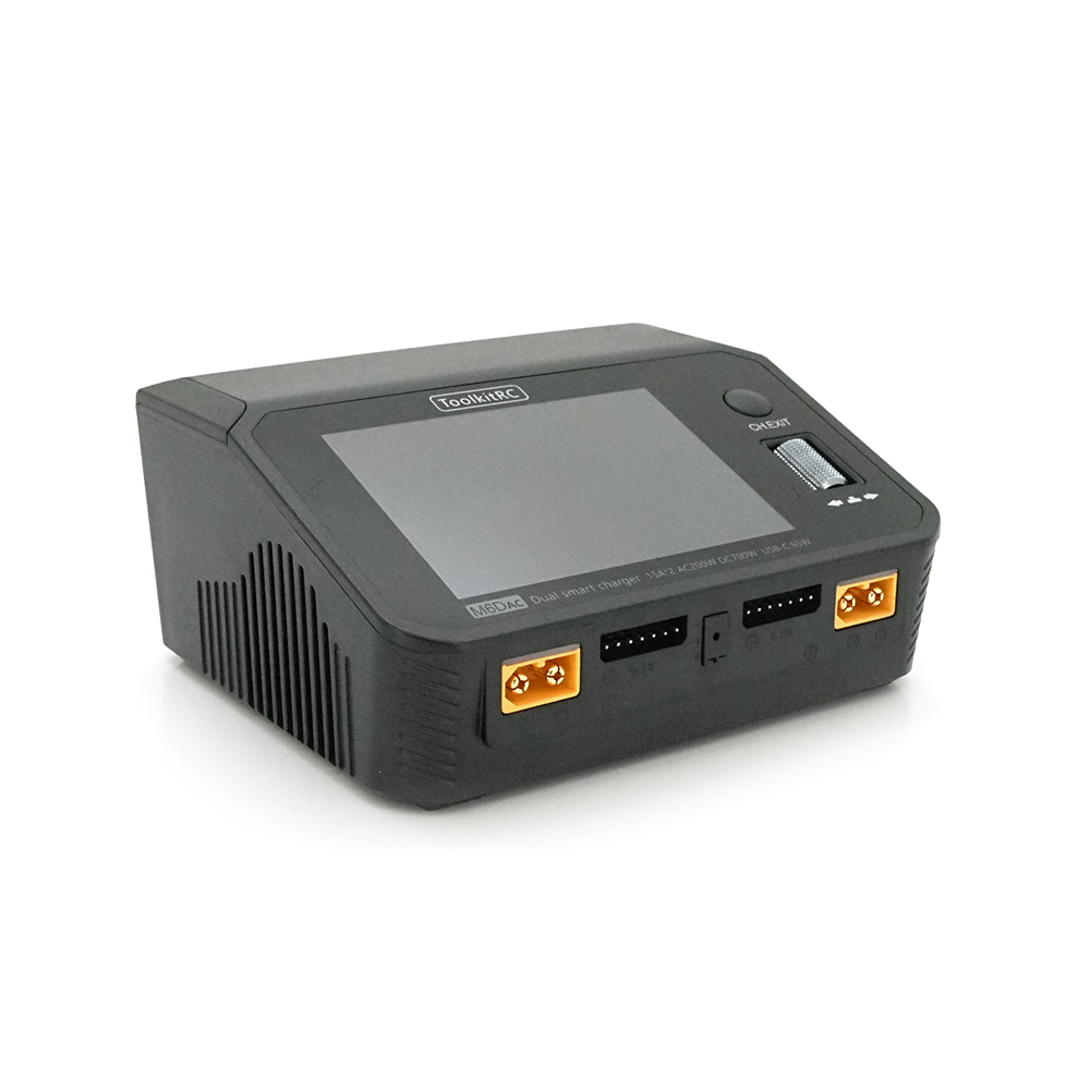 Зарядний пристрій ToolkitRC M6DAC два канала по 350Вт, тип АКБ LiPo, LiHv, Li-ion, NiMh, LiFe, Pb, USB iнтерфейс, XT60, вхiд 7-28В,AC 100-240В, вага 520г