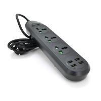 Мережевий фільтр ТВ-Т16mini, 3 розетки + 4 USB, 2 м, перетин 3х0,75мм, 3000W, Black, Box