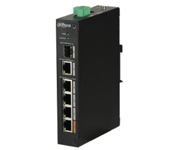 4-портовий POE комутатор Dahua з 1x SFP та 1x RJ45 (1000M) портами DH-PFS3106-4ET-60