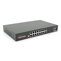 16ти портовий PoE комутатор з автоперезапуском ONV-H1016PLD 16хРоЕ 100Мбіт + 2хUplink 1000Мбіт + 1хSFP 1000Мбіт, до 250м, IEEE802.3af/at, загальна 200Вт