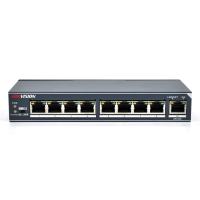 Комутатор Hikvision DS-3E0309-E 8 портів 100Мбіт + 1 порт Ethernet (UP-Link) 1000Мбіт, блок піт 12V 1A в комплекті, корпус метал, BOX (178*80*29)