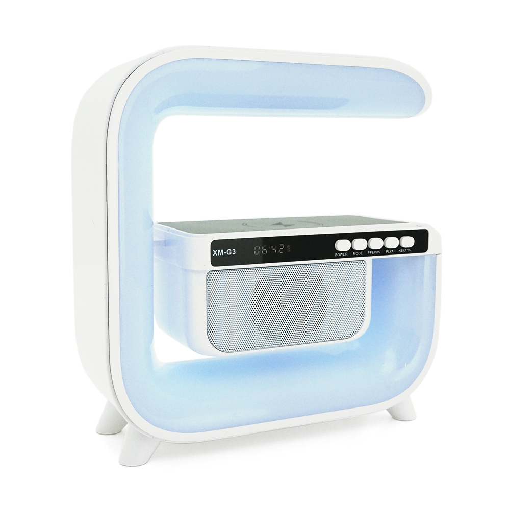 Настільна лампа-нічник G3, Bluetooth колонка, блопроводна зарядка телефону, світло RGB, Box