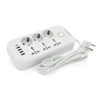 Фільтр F07U, 6 розеток (3 EU+3 Universal) + 4 USB + 1PD, кнопка включення з індикатором, 2 м, 3х0,75мм, 2500W, White, Box