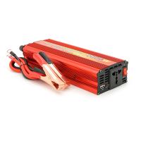 Інвертор напруги YT47939 2000ВА(1200Вт), 12/220V, approximated, 1 універсальна розетка, клем + крокодили, Red, Box