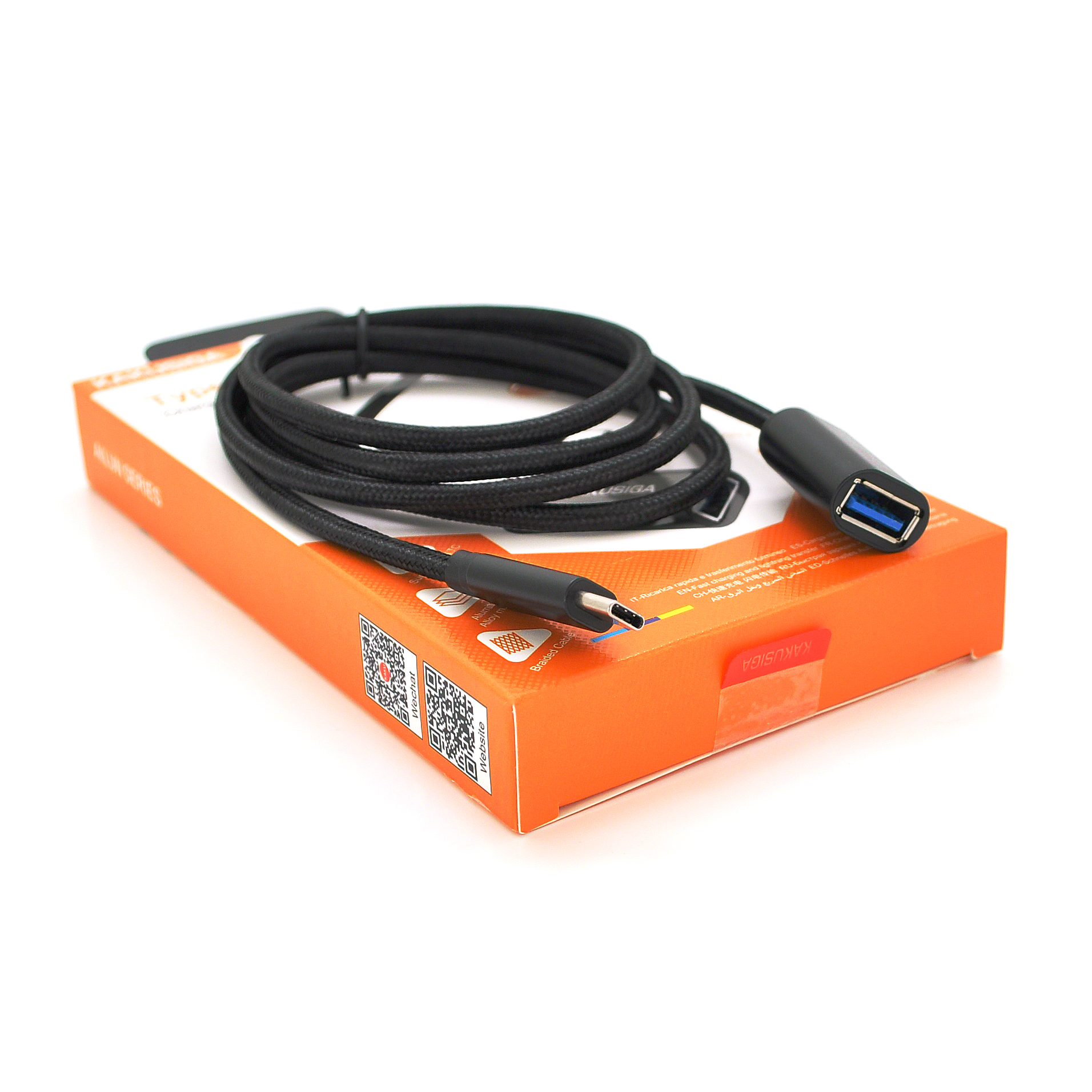 Перехідник iKAKU KSC-754 AILUN Type-c(Male) to USB female USB3.0 charging data extension cable Black, Box