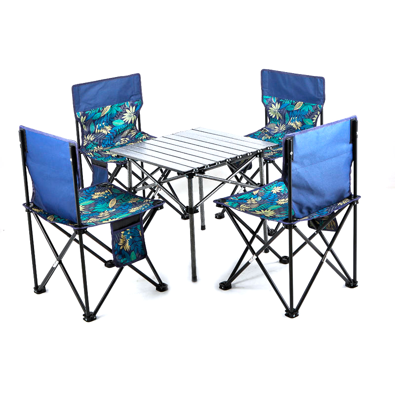 Розкладний стіл для пікніка з 4 стільцями, стіл-53х53х50см, стілець-37х37х30см, алюміній+тканина, Gray, Bag