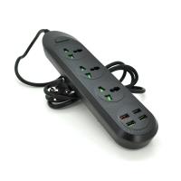 Мережевий фільтр ТВ-Т16, 3 розетки + 4 USB, 2 м, перетин 3х0,75мм, 3000W, Black, Box