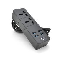 Мережевий фільтр ТВ-Т07, 2 розетки + 4 USB, 2 м, перетин 3х0,75мм, 2500W, Black, Box