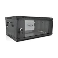 Шафа Merlion 4U, 600*450*279 (Ш*Г*В)мм  загартоване скло, чорна, сталь 1,2мм з замком