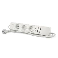 Мережевий фільтр з керуванням через WiFi, 3 Розетки + 4 USB, 2 м, перетин 3х0,75мм, Black / White, Box