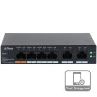 4-портовий керований PoE комутатор DH-CS4006-4ET-60 з 4 портами POE 100Мбіт + 2 порти UP-Link 1000Мбіт, 130x90x26 мм