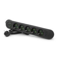 Мережевий фільтр F05U, 5 розеток EU + 3 USB, 1.5 м, перетин 3х0, 75мм, 2500W, Black, Box