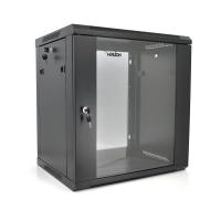 Шафа Merlion 12U, 600*450*634 (Ш*Г*В)мм  загартоване скло, чорна, сталь 1,2мм  з замком