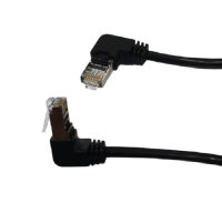 Патч-корд литий FTP, RJ45(кутовий/кутовий), екранований, FTP5e 0.29m, patch D=4.9mm AWG26 2x90° CU, DC 2-12 V, чорний, Q200