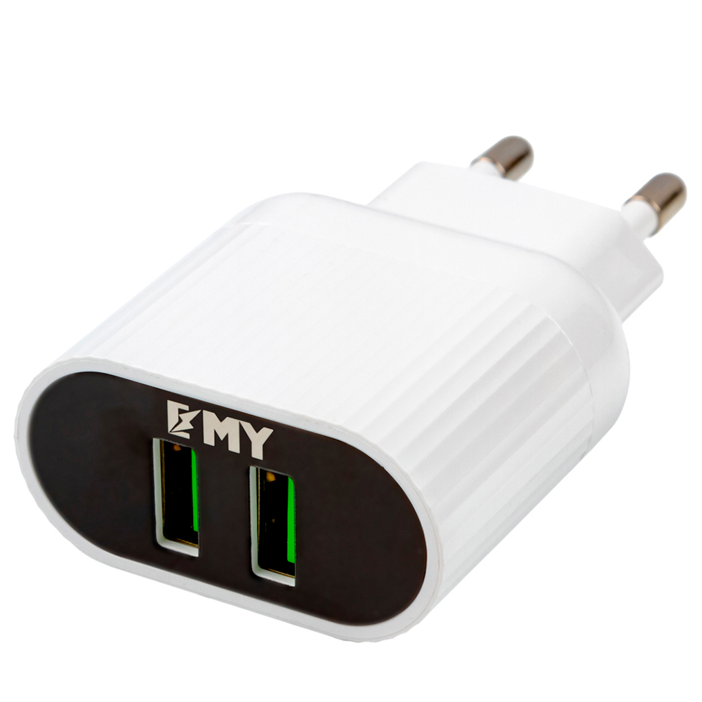 Набір 2 в 1 CЗУ With Micro-Usb Cable 110-240V MY-220, 2 x USB, 5V / 12W, Output: 5V / 2.4A, White, Blister- box