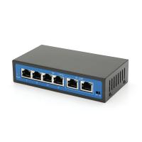 Комутатор POE 48V з 4 портами POE 100Мбіт + 2 порт Ethernet (UP-Link) 100Мбіт, корпус - метал, Black, БП у комплекті, Q18