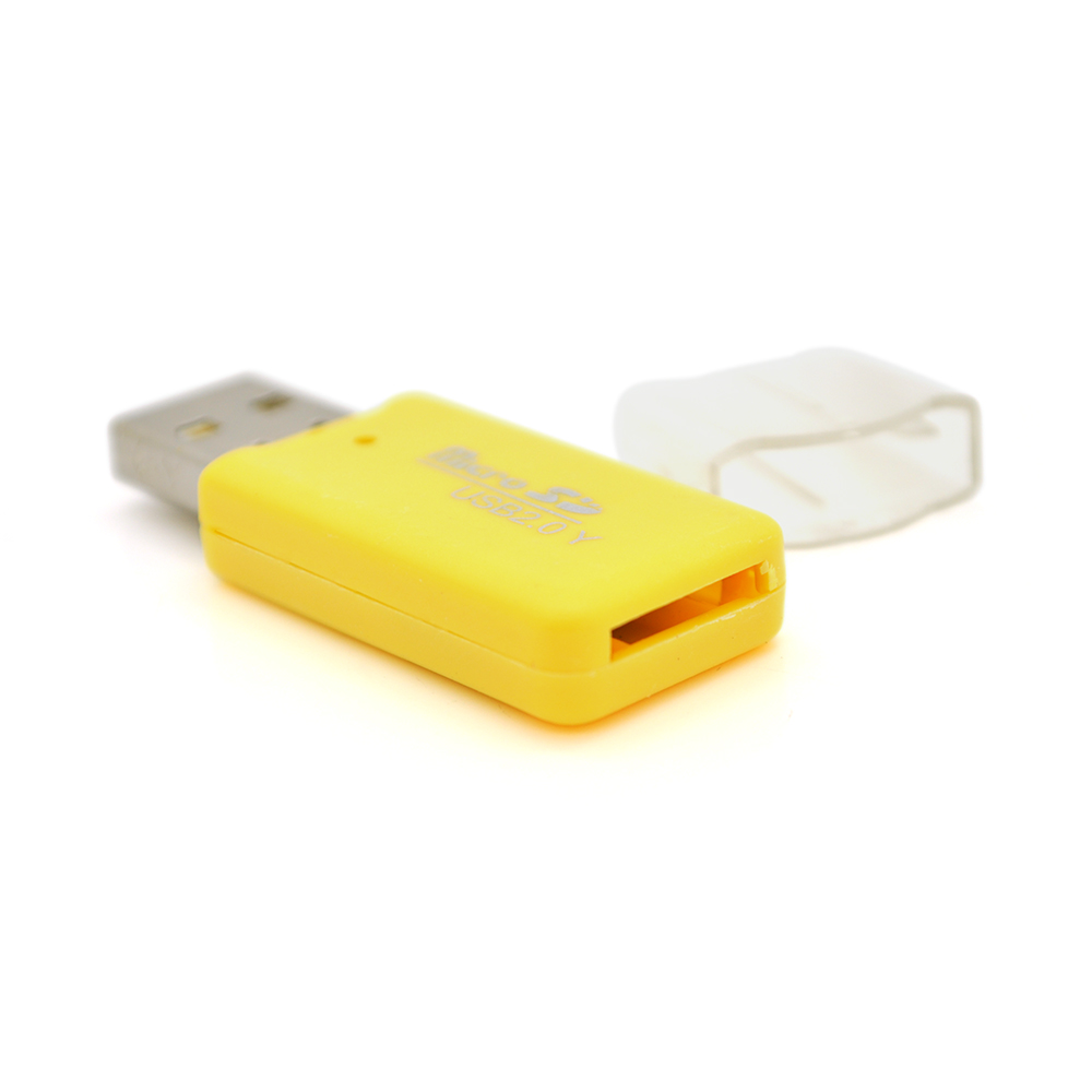 Кардридер універсальний MERLION CRD-1VL TF/Micro SD, USB2.0, Yellow, OEM Q100