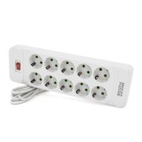 Мережевий фільтр F35, 10 розеток EU, кнопка включення з індикатором, 2 м, 3х0,75 мм, 2500W, White, Box