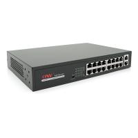 16ти портовий PoE комутатор ONV-H1016PLS 16 портів РоЕ 100 Мбіт + 2 Uplink 1000 Мбіт, до 250м, IEEE802.3af/at, загальна потужність 160Вт