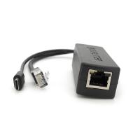 POE спліттер AOT-0524 48V-5V, RJ45, Type-C (10/100Мбіт, Вхід-48V/Вихід 5V 2.4А)