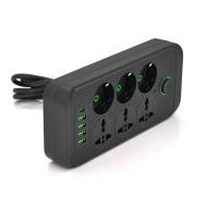 Мережевий фільтр F07U, 6 розеток (3 EU+3 Universal) + 4 USB + 1PD, кнопка включення з індикатором, 2 м, 3х0,75 мм, 2500W, Black, Box