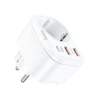 Мережевий фільтр HOCO NS3 на 1 розетка + 2 USB + USB-C, 20W, 220В, White