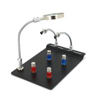 Тримач для паяння та ремонту "третя рука" TE-804. Лінза Ø60мм, 3Х. 2 фіксатори. Розміри 145x210 мм. Вага: 0,810 кг.