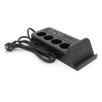 Мережевий фільтр із захистом від перенапруги G12H, 4 Socket + 4 USB 3,2А + 2 Type-C + бездротова зарядка + таймер, 2м, Black, Box