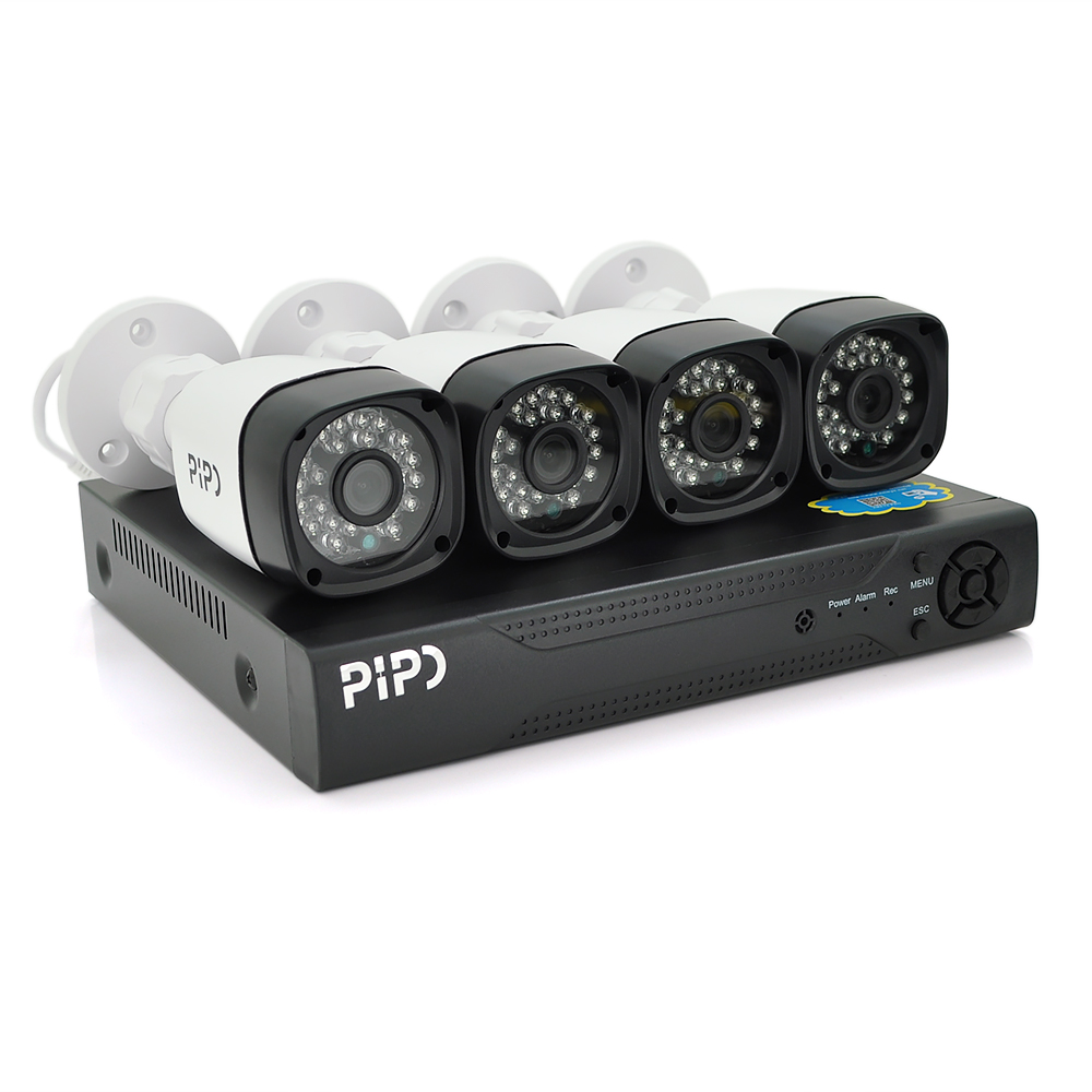 Комплект відеоспостереження Outdoor 016-4-5MP Pipo (4 вуличні камери, кабелі, блок живлення, відеореєстратор APP-Xmeye)