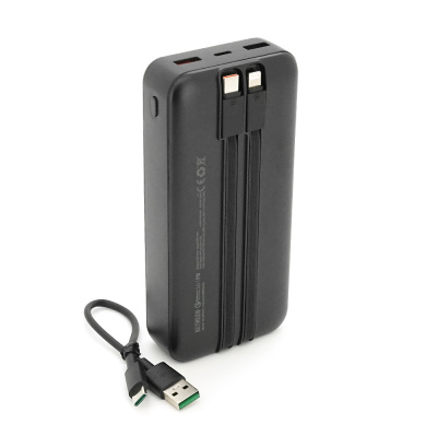 Power bank BETWEEN BTW-P6 20000mAh, 22.5W, 2 кабелі: Type-C+Lighting, Black, 460g, Box