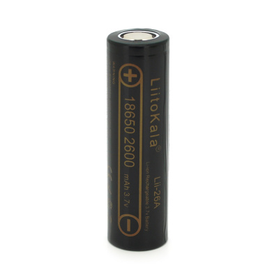 Акумулятор 18650 Li-Ion LiitoKala Lii-26A, 2600mah (2450-2650mah), 3.7V (2.75-4.2V), Black, PVC BOX Q2,  цiна за 1 шт