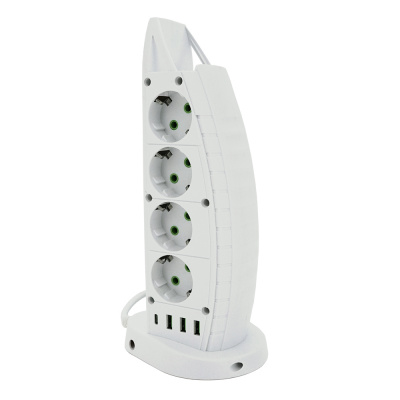 Мережевий фільтр F14, 8 розеток EU+3 USB+Type-C, кнопка включення з індикатором, 2 м, 3х0,75мм, 2500W, White, Box