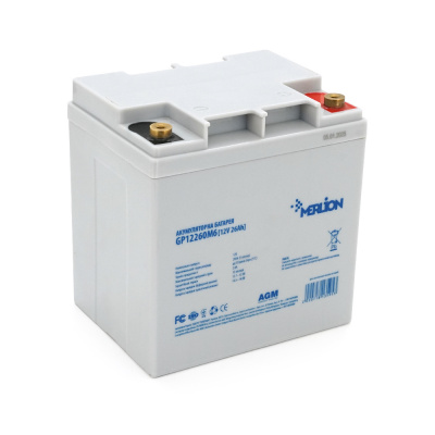 Акумуляторна батарея MERLION AGM GP12260M6 12 V 26 Ah (125 х 165 х175  )  Q1