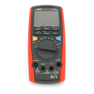 Мультиметр UNI-T UT71D. Вимірювання: V (AC/DC), A (AC/DC), Ω, C, Hz, DUTY, °C/°F, 4-20mA. Функції: True RMS, Data Hold, Peak Hold, авто-діапазон