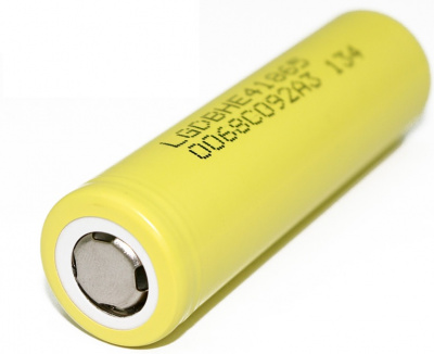 Акумулятор 18650 Li-Ion LG LGDBFIE41865 (LG HE4), 2500mAh, 20A, 4.2 / 3.6 / 2.5V, жовті