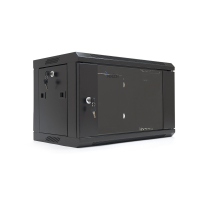 Шафа Merlion 6U, 600*350*367 (Ш*Г*В) мм загартоване скло, чорна, сталь 1,2мм, із замком (у розібраному вигляді!!!), Black