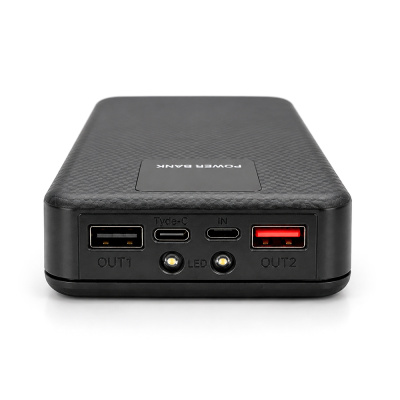 Power bank Voltronic ET6 під 6х18650, Digital display, Output: 22.5W, 4 кабелі (USB, Micro-USB, Type-C, Lightning), PVC, ліхтар, Black, BOX