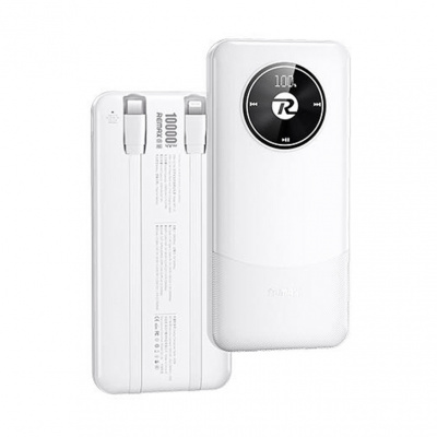 Power bank Remax RPP-37 10000mAh, 22.5W, кабеля USB: Lighting, Type-C, White, 270g, Box