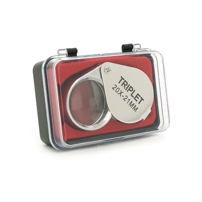 Лупа ручна TRIPLET 20X-21mm, складна (брелок), метал-скло, пластикова коробка. 60*24*18mm.
