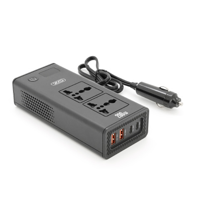 Інвертор напруги XO CZ027 (DC:200W), 12/220V з апроксимованою синусоїдою, 2 універсальні розетки, 2*USB-A, 2*USB-C, в прикурювач, BOX