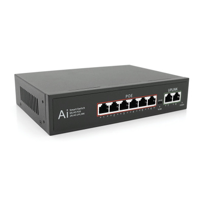 POE комутатор Merlion 6 POE 10/100 + 2 RJ45 10/100 вбудований блок живлення 52V 1.45A