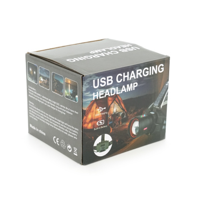 Налобний ліхтарик BP-8099TG, Zoom, 1 режим, корпус метал, водостійкий, живлення від АКБ 18650, індикація заряду, Type-C кабель, BOX