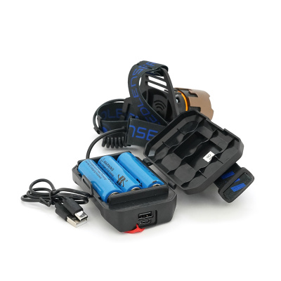 Налобний Ліхтарик Bailong BL-A50, 3 реж., Zoom, корпус-алюміній, водостійкий, ударостійкий, живлення від 3*18650, кабель USB, BOX