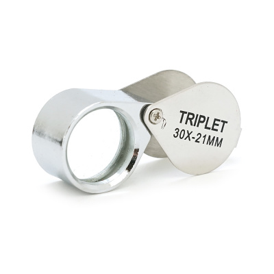 Лупа ручна TRIPLET 30X-21mm, складна (брелок), метал-скло, пластикова коробка. 60 * 24 * 18mm.