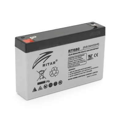 Акумуляторна батарея AGM RITAR RT680, Gray Case, 6V 8Ah (151х34х94 (100)) Q10