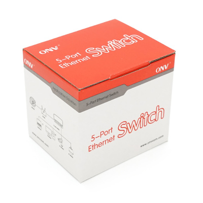 5ти портовий Ethernet комутатор ONV-H1005ES у чорному корпусі, 5*100Мб портів, 5В 1Ач, 87.7×55×23.9 мм