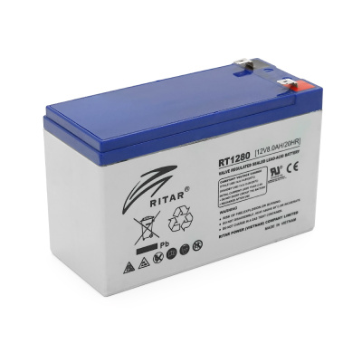 Акумуляторна батарея AGM RITAR RT1280, Gray Case, 12V 8.0Ah  ( 151 х 65 х 94 (100) ) Q12