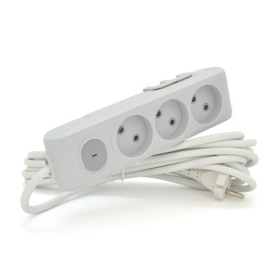 Подовжувач Panasonic X-tendia 3 гнізда, 5 м, із захисними шторками, із вимикачем, сірий